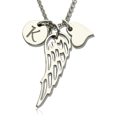 Girls Angel Wing Necklace Gifts With Heart Initial Charm - Custom Jewellery By All Uniqueness