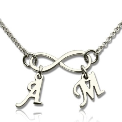 Infinity Necklace Double Initials Silver - Custom Jewellery By All Uniqueness