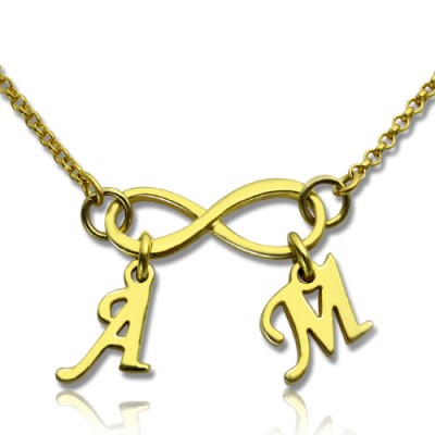 Infinity Pendant Double Initial Gold Plated - Custom Jewellery By All Uniqueness