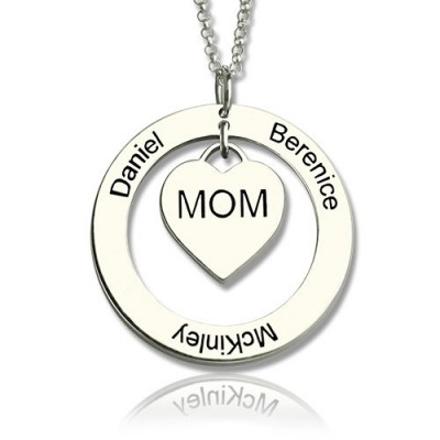 Family Names Necklace For Mom Silver - Custom Jewellery By All Uniqueness