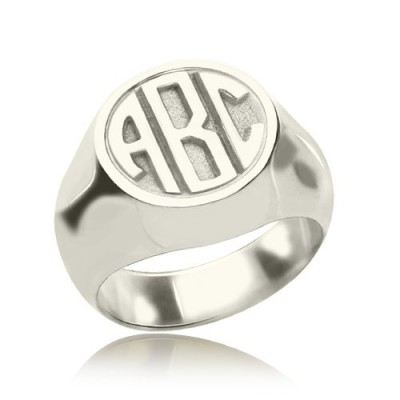 Signet Ring with Block Monogram Silver - Custom Jewellery By All Uniqueness