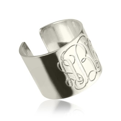 Monogram Cuff Ring Silver - Custom Jewellery By All Uniqueness
