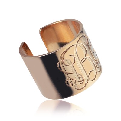 Engraved Monogram Cuff Ring Rose Gold - Custom Jewellery By All Uniqueness