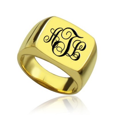 Custom Gold Plated Monogram Signet Ring - Custom Jewellery By All Uniqueness