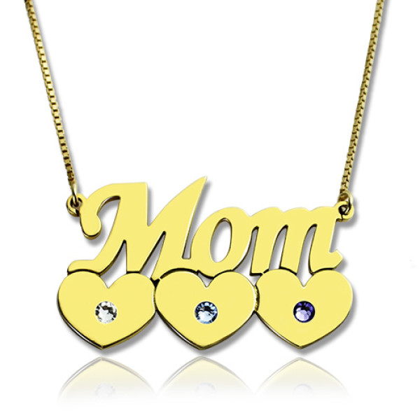 Moms Necklace With Children Birthstone In Gold Plated - Custom Jewellery By All Uniqueness