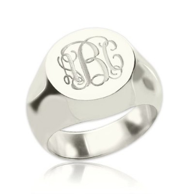 Signet Ring Silver Engraved Monogram - Custom Jewellery By All Uniqueness