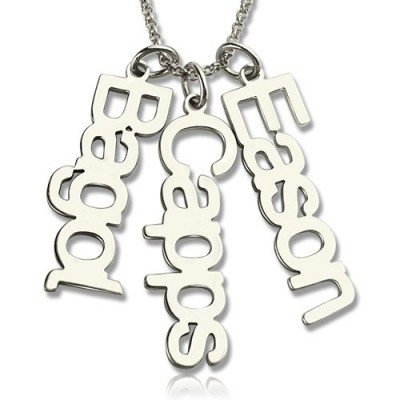 Customised Vertical Multi Names Necklace Silver - Custom Jewellery By All Uniqueness