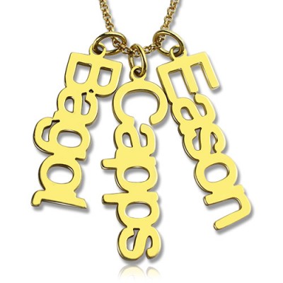 Customised Vertical Multiable Names Necklace Gold Plated - Custom Jewellery By All Uniqueness