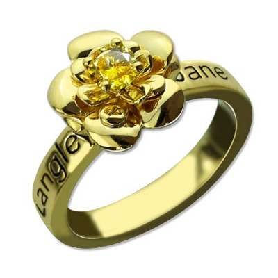 Promise Rose Ring for Her with Birthstone Gold Plated - Custom Jewellery By All Uniqueness