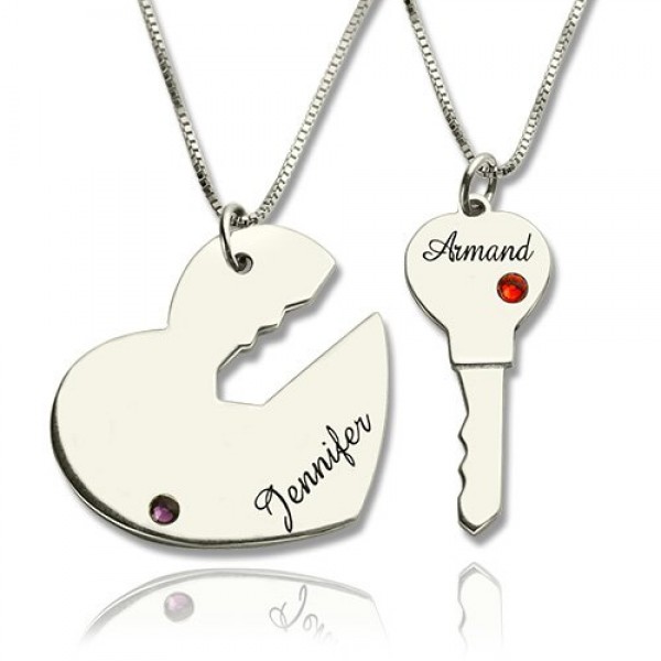 Key to My Heart Name Pendant Set For Couple - Custom Jewellery By All Uniqueness