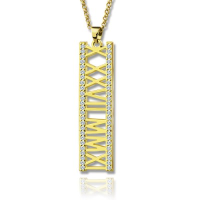Gold Plated Roman Numeral Necklace With Birthstone - Custom Jewellery By All Uniqueness