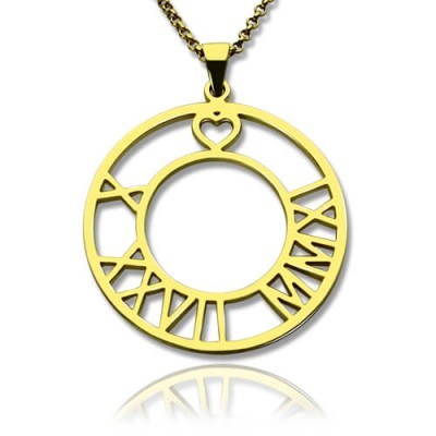 Gold Plated Roman Numeral Disc Necklace - Custom Jewellery By All Uniqueness