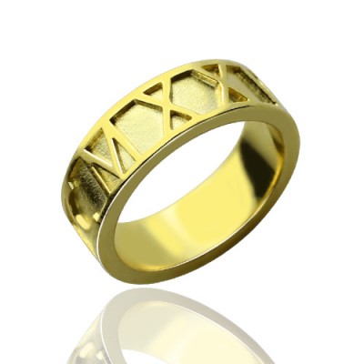 Gold Plated Roman Numeral Date Rings - Custom Jewellery By All Uniqueness