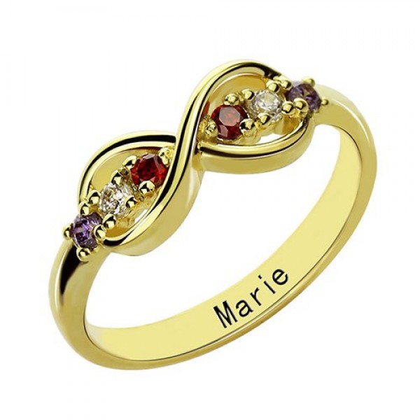 Gold Plated Infinity Promise Rings with Birthstone - Custom Jewellery By All Uniqueness