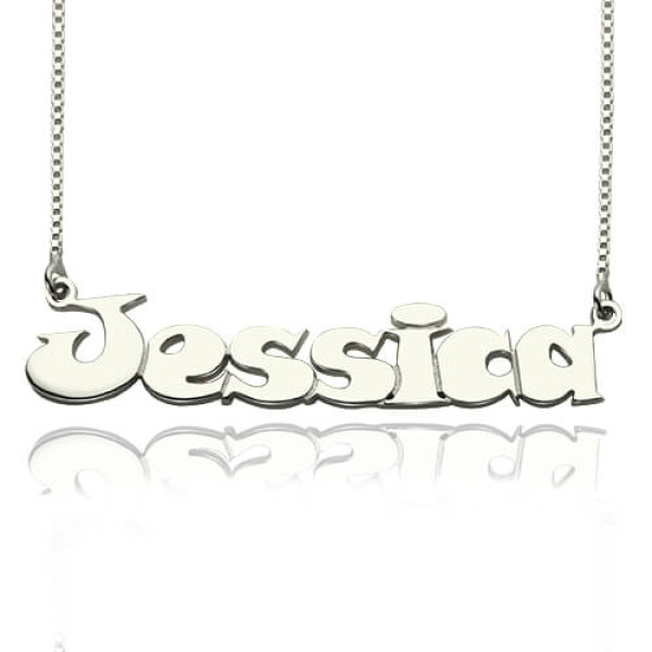 Kids Comic Name Necklace Silver - Custom Jewellery By All Uniqueness