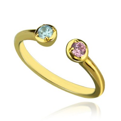 Dual Birthstone Ring Gold Plated - Custom Jewellery By All Uniqueness
