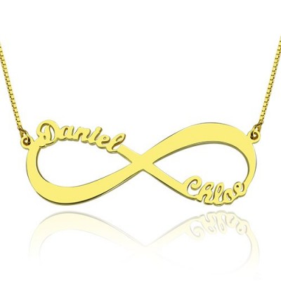 Gold Plated Infinity Necklace Double Name - Custom Jewellery By All Uniqueness