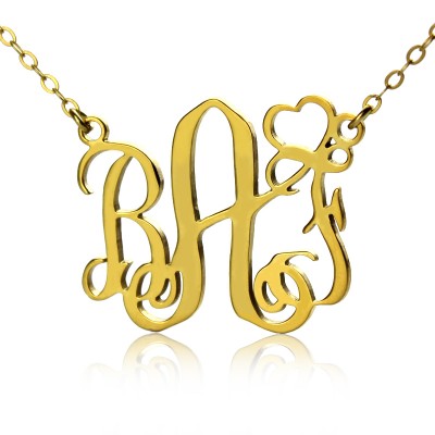 Initial Monogram Necklace Gold With Heart - Custom Jewellery By All Uniqueness