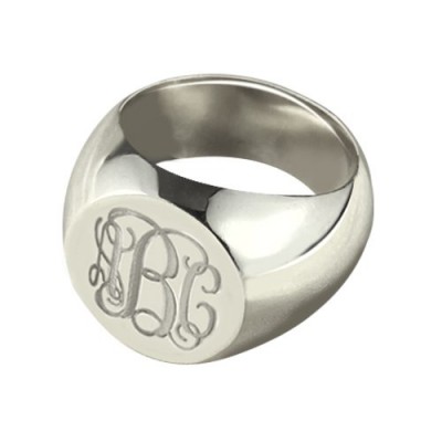 Signet Ring Silver Engraved Monogram - Custom Jewellery By All Uniqueness
