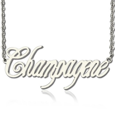 Solid White Gold Champagne Font Name Necklace - Custom Jewellery By All Uniqueness