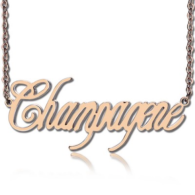 Solid Rose Gold Champagne Font Name Necklace - Custom Jewellery By All Uniqueness