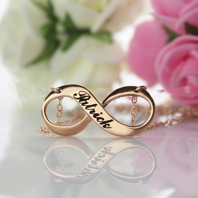 Rose Gold Plated Engraved Infinity Necklace - Custom Jewellery By All Uniqueness
