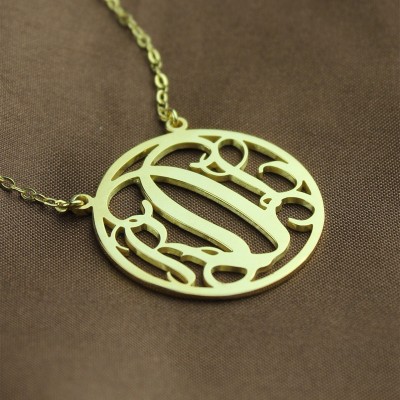 Circle Gold Initial Monogram Name Necklace - Custom Jewellery By All Uniqueness