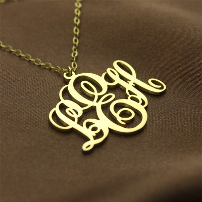 Vine Font Initial Monogram Necklace Gold Plated - Custom Jewellery By All Uniqueness