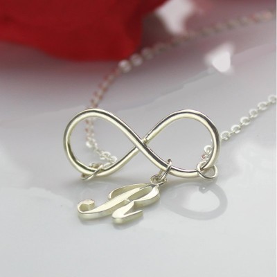 Infinity Necklaces with Initial Letter Charm Silver - Custom Jewellery By All Uniqueness