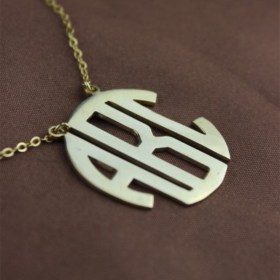 Gold Initial Block Monogram Pendant Necklace - Custom Jewellery By All Uniqueness