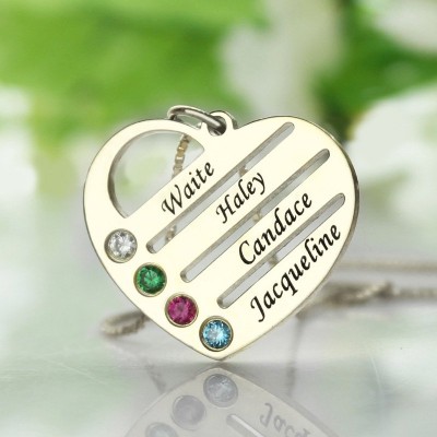 Mothers Heart Necklace Gift with Birthstone Name - Custom Jewellery By All Uniqueness