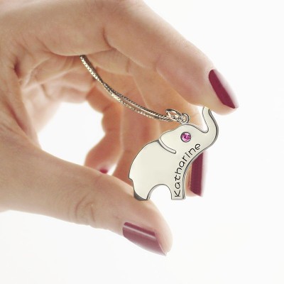 Good Luck Gifts - Elephant Necklace Engraved Name - Custom Jewellery By All Uniqueness