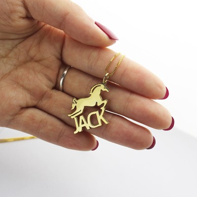 Kids Name Necklace with Horse Gold Plated - Custom Jewellery By All Uniqueness