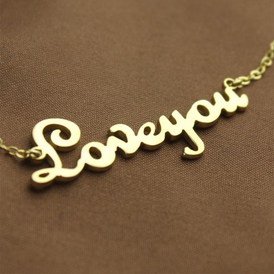 Gold Plated French Font I Love You Name Necklace - Custom Jewellery By All Uniqueness