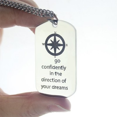 Compass Man s Dog Tag Name Necklace - Custom Jewellery By All Uniqueness