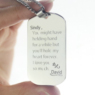 Man s Dog Tag Love and Family Theme Name Necklace - Custom Jewellery By All Uniqueness