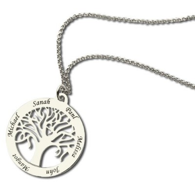 Tree Of Life Necklace Engraved Names in Silver - Custom Jewellery By All Uniqueness