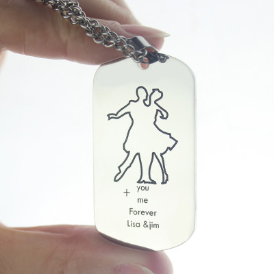 Dancing Theme Dog Tag Name Necklace - Custom Jewellery By All Uniqueness