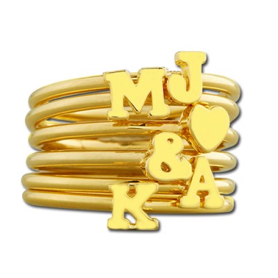 Stackable Initial Ring Gold Plated - Custom Jewellery By All Uniqueness