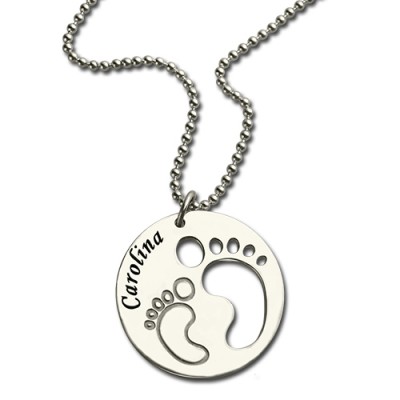 Baby Footprint Name Pendant Silver - Custom Jewellery By All Uniqueness