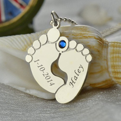 Memory Baby s Feet Charms with Birthstone Silver - Custom Jewellery By All Uniqueness