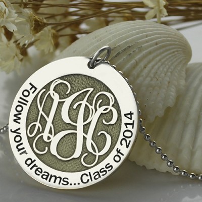 Class Graduation Monogram Necklace Silver - Custom Jewellery By All Uniqueness