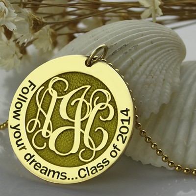 Follow Your Dreams Disc Monogram Necklace Gold Plated - Custom Jewellery By All Uniqueness