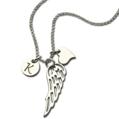 Girls Angel Wing Necklace Gifts With Heart Initial Charm - Custom Jewellery By All Uniqueness