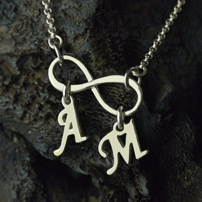 Infinity Necklace Double Initials Silver - Custom Jewellery By All Uniqueness
