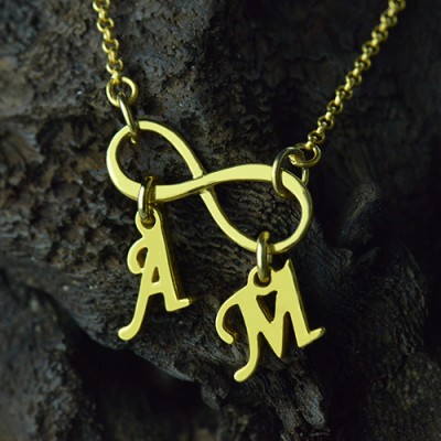Infinity Pendant Double Initial Gold Plated - Custom Jewellery By All Uniqueness
