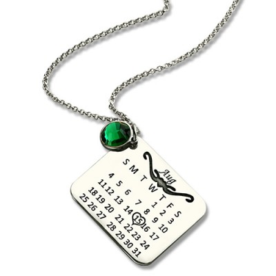 Birthstone Birthday Calendar Necklace Gifts Silver - Custom Jewellery By All Uniqueness