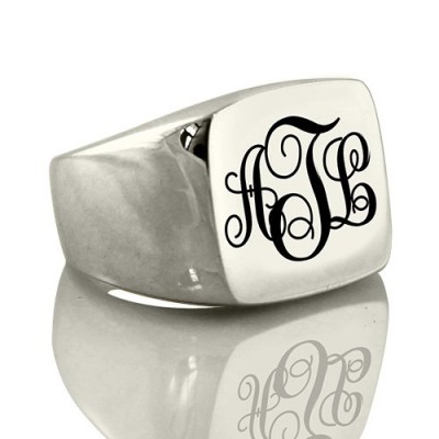 Signet Ring Silver with Monogram - Custom Jewellery By All Uniqueness
