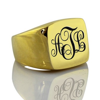 Custom Gold Plated Monogram Signet Ring - Custom Jewellery By All Uniqueness