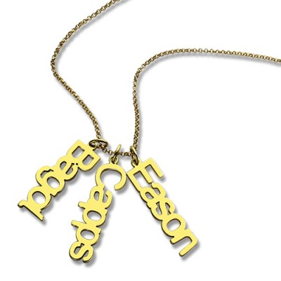 Customised Vertical Multiable Names Necklace Gold Plated - Custom Jewellery By All Uniqueness
